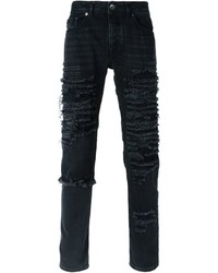 schwarze enge Jeans mit Destroyed-Effekten von Diesel Black Gold