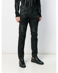 schwarze enge Jeans mit Destroyed-Effekten von Philipp Plein