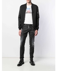 schwarze enge Jeans mit Destroyed-Effekten von DSQUARED2