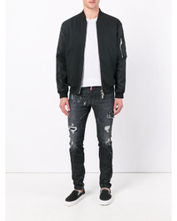 schwarze enge Jeans mit Destroyed-Effekten von DSQUARED2