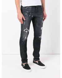 schwarze enge Jeans mit Destroyed-Effekten von DSQUARED2