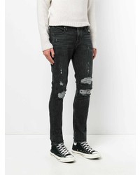 schwarze enge Jeans mit Destroyed-Effekten von RtA