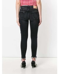 schwarze enge Jeans mit Destroyed-Effekten von Moussy Vintage