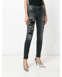 schwarze enge Jeans mit Destroyed-Effekten von Just Cavalli