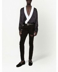 schwarze enge Jeans mit Destroyed-Effekten von Dolce & Gabbana