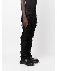 schwarze enge Jeans mit Destroyed-Effekten von Rick Owens DRKSHDW