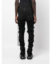 schwarze enge Jeans mit Destroyed-Effekten von Rick Owens DRKSHDW
