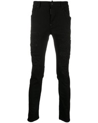 schwarze enge Jeans mit Destroyed-Effekten von DSQUARED2