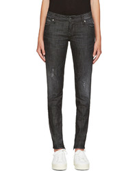 schwarze enge Jeans mit Destroyed-Effekten von Dsquared2