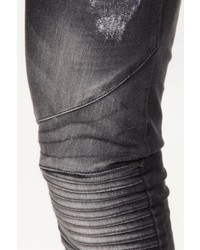 schwarze enge Jeans mit Destroyed-Effekten von EX-PENT
