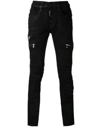 schwarze enge Jeans mit Destroyed-Effekten von Hudson