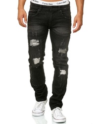 schwarze enge Jeans mit Destroyed-Effekten von INDICODE