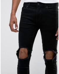 schwarze enge Jeans mit Destroyed-Effekten von ONLY & SONS