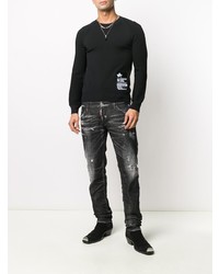 schwarze enge Jeans mit Destroyed-Effekten von DSQUARED2