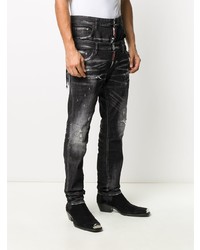 schwarze enge Jeans mit Destroyed-Effekten von DSQUARED2