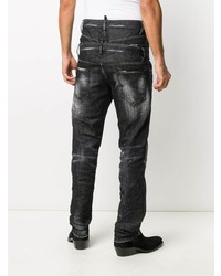 schwarze enge Jeans mit Destroyed-Effekten von DSQUARED2