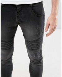 schwarze enge Jeans mit Destroyed-Effekten von Loyalty And Faith