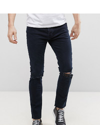 schwarze enge Jeans mit Destroyed-Effekten von Mennace