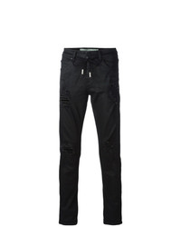 schwarze enge Jeans mit Destroyed-Effekten von Off-White