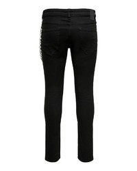 schwarze enge Jeans mit Destroyed-Effekten von ONLY & SONS