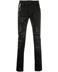 schwarze enge Jeans mit Destroyed-Effekten von Philipp Plein