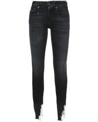 schwarze enge Jeans mit Destroyed-Effekten von R 13