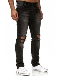 schwarze enge Jeans mit Destroyed-Effekten von Redbridge