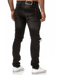 schwarze enge Jeans mit Destroyed-Effekten von Redbridge