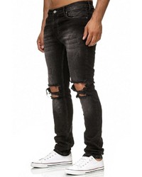 schwarze enge Jeans mit Destroyed-Effekten von Redbridge