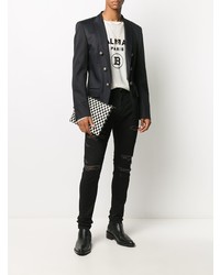 schwarze enge Jeans mit Destroyed-Effekten von Balmain