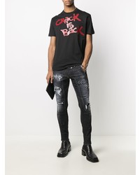 schwarze enge Jeans mit Destroyed-Effekten von DSQUARED2