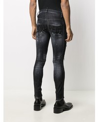 schwarze enge Jeans mit Destroyed-Effekten von DSQUARED2