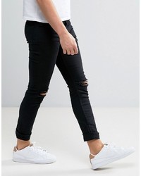 schwarze enge Jeans mit Destroyed-Effekten von New Look