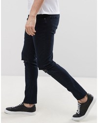 schwarze enge Jeans mit Destroyed-Effekten von Mennace