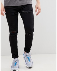 schwarze enge Jeans mit Destroyed-Effekten von Soul Star