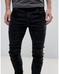 schwarze enge Jeans mit Destroyed-Effekten von Asos