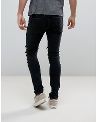 schwarze enge Jeans mit Destroyed-Effekten von Asos