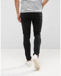 schwarze enge Jeans mit Destroyed-Effekten von Ringspun