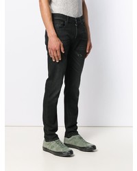 schwarze enge Jeans mit Destroyed-Effekten von 7 For All Mankind