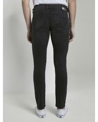 schwarze enge Jeans mit Destroyed-Effekten von Tom Tailor Denim
