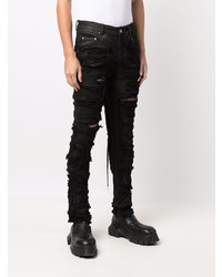 schwarze enge Jeans mit Destroyed-Effekten von Rick Owens