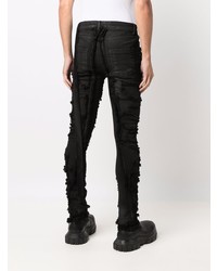 schwarze enge Jeans mit Destroyed-Effekten von Rick Owens