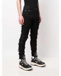 schwarze enge Jeans mit Destroyed-Effekten von Rick Owens