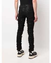 schwarze enge Jeans mit Destroyed-Effekten von Rick Owens