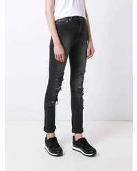 schwarze enge Jeans mit Destroyed-Effekten von Amapô