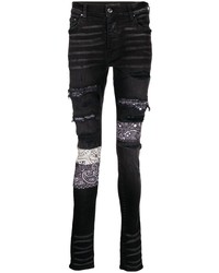 schwarze enge Jeans mit Flicken von Amiri