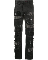 schwarze enge Jeans mit Flicken von Philipp Plein