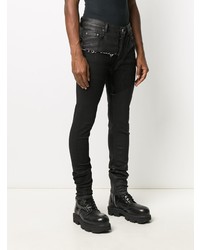 schwarze enge Jeans mit Flicken von Rick Owens