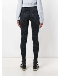 schwarze enge Jeans mit Leopardenmuster von Marcelo Burlon County of Milan