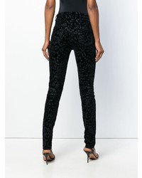 schwarze enge Jeans mit Leopardenmuster von Saint Laurent